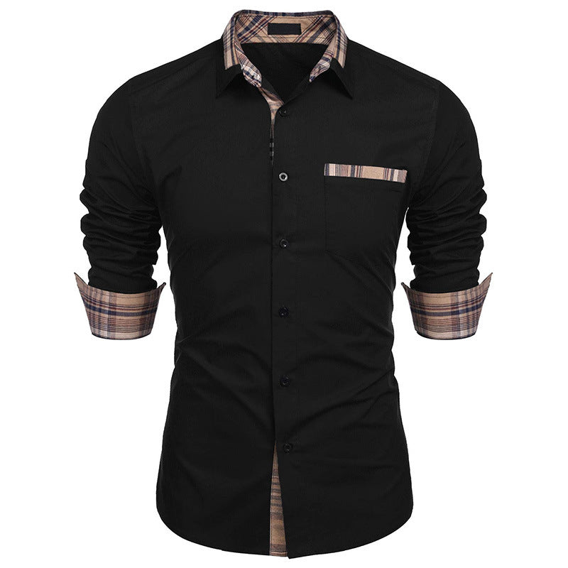 Herren Langarm-Hemd mit Slim-Fit, Karomuster und Reverskragen