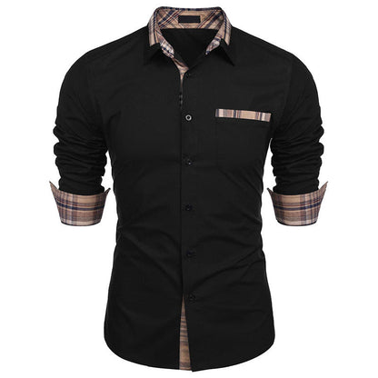 Herren Langarm-Hemd mit Slim-Fit, Karomuster und Reverskragen