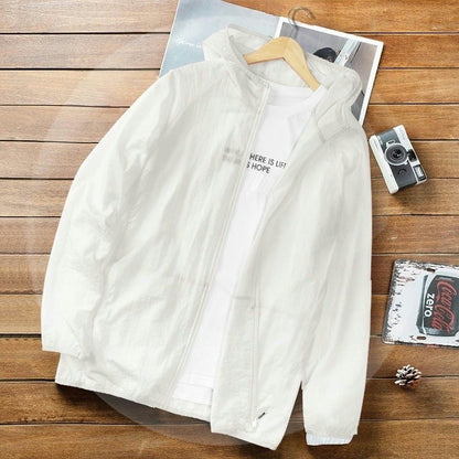 Herren Sommer Leichte Langarm-Sonnenjacke mit Reißverschluss vorne