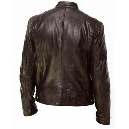 Herren PU Slim Fit Jacke mit Reißverschluss