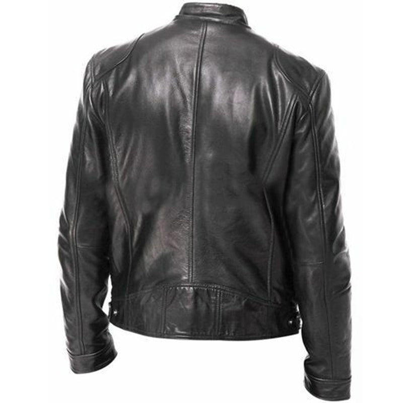 Herren PU Slim Fit Jacke mit Reißverschluss