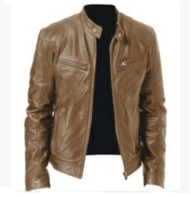 Herren PU Slim Fit Jacke mit Reißverschluss