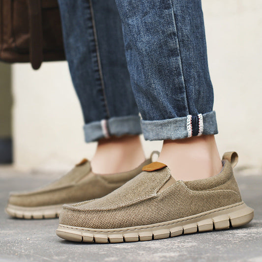 Herren Canvas-Schuhe mit Rundkappe, niedrigem Absatz und Übergrößen