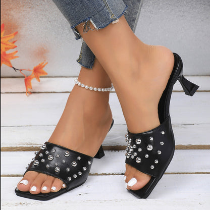 Offene Zehen Rivet Stiletto Pantoletten | Ideal für den Sommer