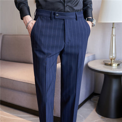 Herren Gestreifte Stretch-Anzughose – Ideal für den Herbst