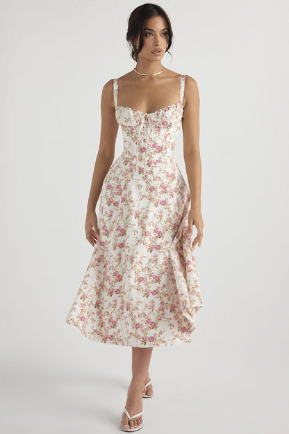 Damenkleid mit Blumenmuster und verstellbaren Trägern | Ideal für den Sommer