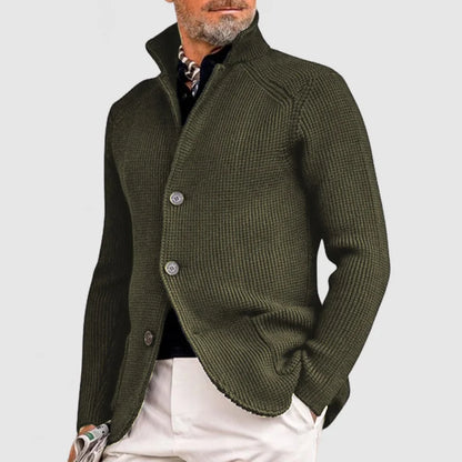 Herren-Cardigan mit Stehkragen und Knopfleiste