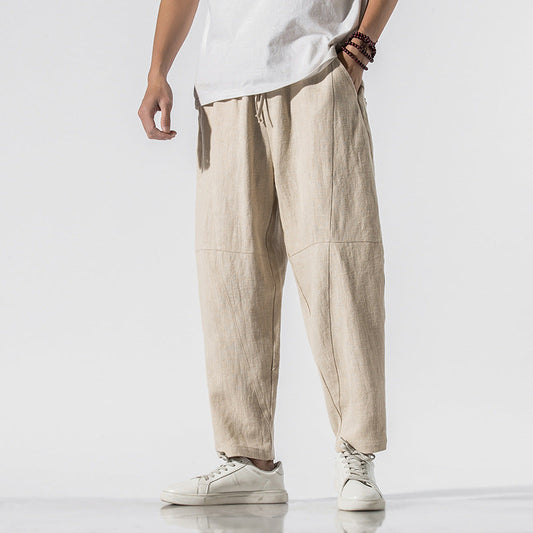 Herren Dünne Leinen Knöchellange Weitbein-Hose I Ideal für den Sommer