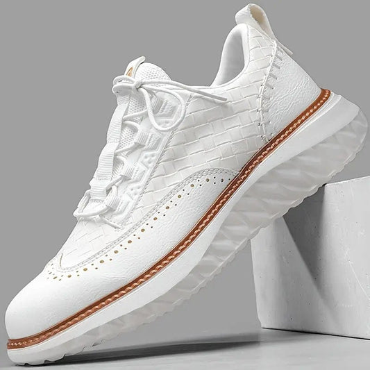 Leder-Sneaker mit Gewebtem Muster, Gepolstertem Fußbett  – Ideal für Frühling und Herbst
