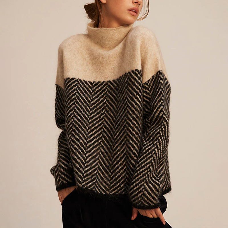 Damen Herbst Strickpullover Lockere Passform Langarm Minimalistisches Design