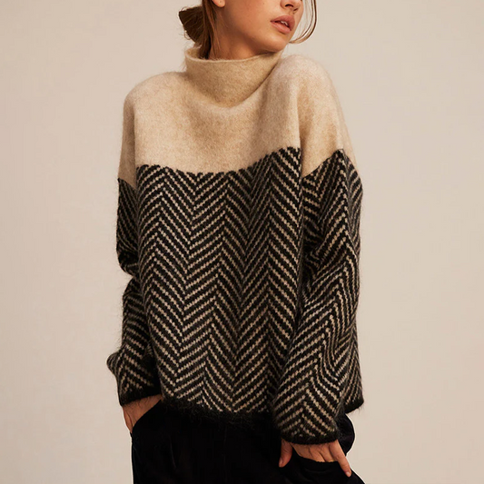 Damen Herbst Strickpullover Lockere Passform Langarm Minimalistisches Design