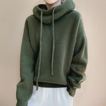 Damen Rollkragenpullover fein gestrickt mit langem Schnitt