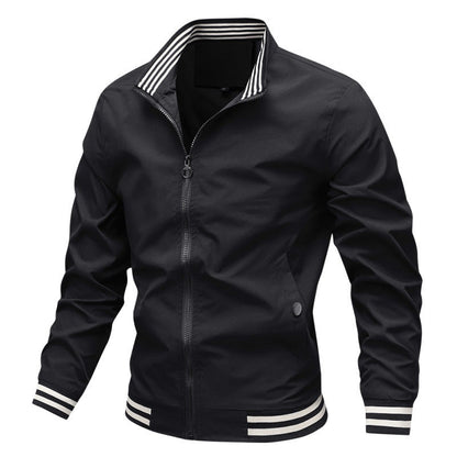 Herren Stehkragen Leichte Polyesterjacke mit Seitentaschen | Ideal für Frühling & Herbst