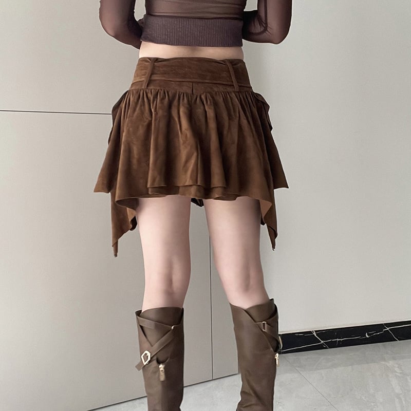 Damen Frühlings Minirock mit asymmetrischem Saum und A-Linien Schnitt