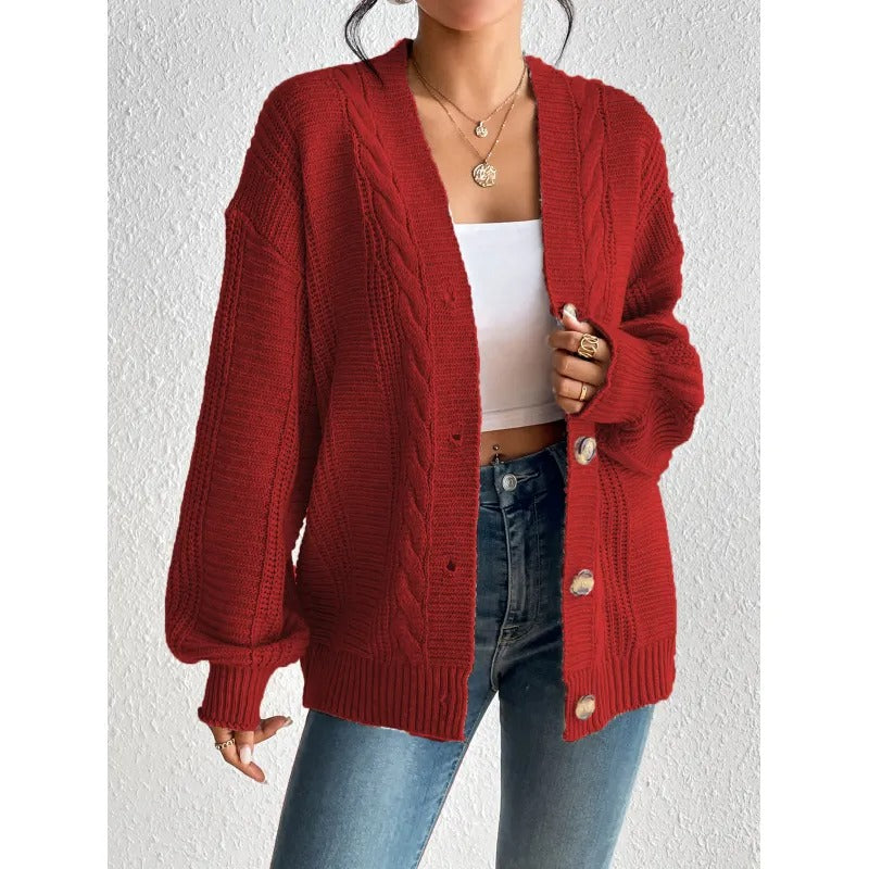 Damen Strickjacke aus Warmem Wollmischgewebe – Ideal für Herbst & Winter