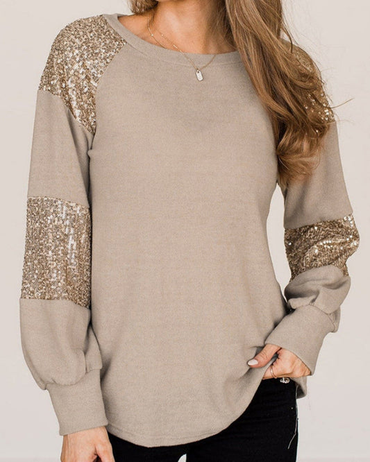 Damen Herbstpullover mit Slim-Fit, Rundhalsausschnitt, Knopfdetails und langen Ärmeln