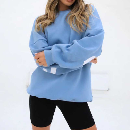 Damen Bedrucktes Sweatshirt für den Herbst mit lockerem Schnitt, langen Ärmeln und gerippten Säumen