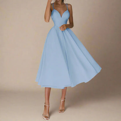 Strapless Satin-Midi-Kleid mit Fließendem Schnitt | Ideal für den Sommer