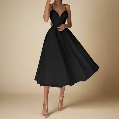Strapless Satin-Midi-Kleid mit Fließendem Schnitt | Ideal für den Sommer