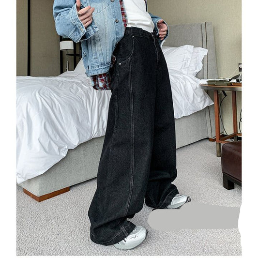 Schwarze Baggy Weitleg-Jeans - Ideal für Herbst & Winter