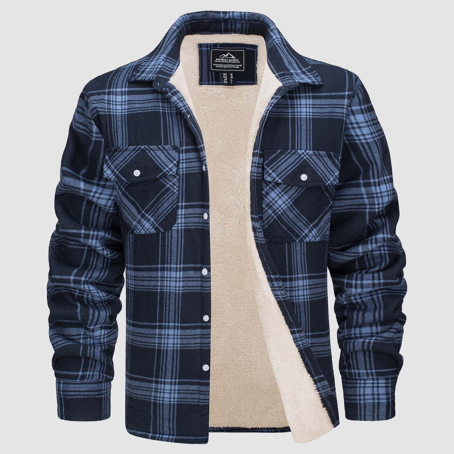 Gefütterte karierte Überhemdjacke mit Knopfverschluss und Seitentaschen | Ideal für Herbst/Frühjahr