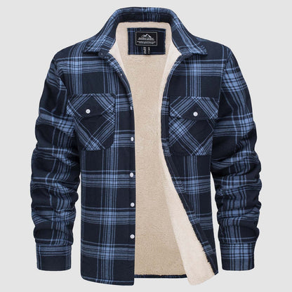 Gefütterte karierte Überhemdjacke mit Knopfverschluss und Seitentaschen | Ideal für Herbst/Frühjahr