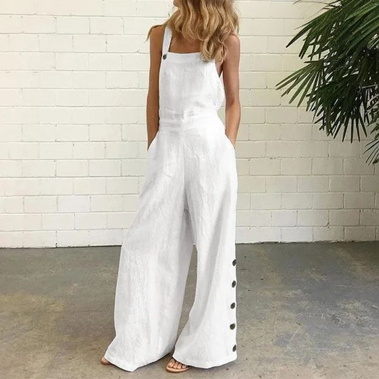 Weit geschnittene Jumpsuit mit verstellbaren Trägern – Ideal für Frühling & Sommer