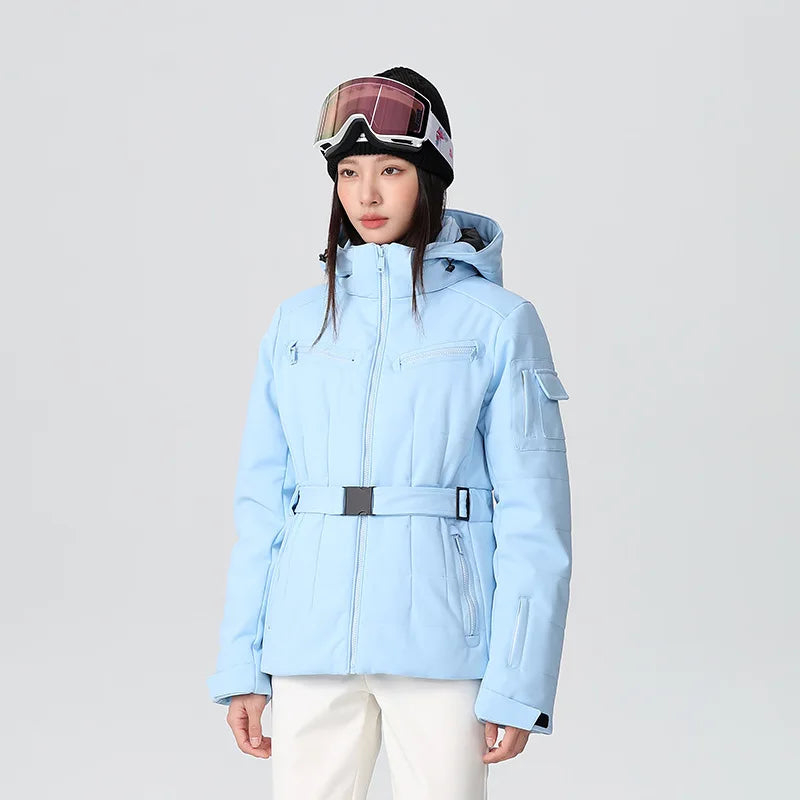 Damen Wasserdichte Isolierte Skijacke – Slim Fit, Gepolsterte Kapuze, Winddicht & Atmungsaktiv - Ideal für Winter