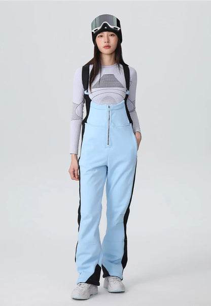 Damen Slim-Fit Stretch Latzhose Jumpsuit – Verstellbare Träger, Seitentaschen, Lang, Weiches Material – Ideal für Frühling und Sommer
