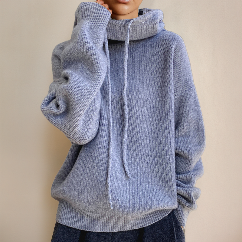 Damen Rollkragenpullover fein gestrickt mit langem Schnitt