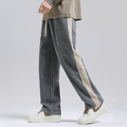 Herren Corduroy Jogginghose mit Waffelstrick, Seitlichem Streifen & Kordelzug – Ideal für den Herbst