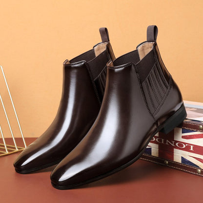 Herren Stiefel mit Spitzzehen – Britischer Stil, Quadratischer Absatz, Business Formelle Lederschuhe - Ideal für Herbst & Winter