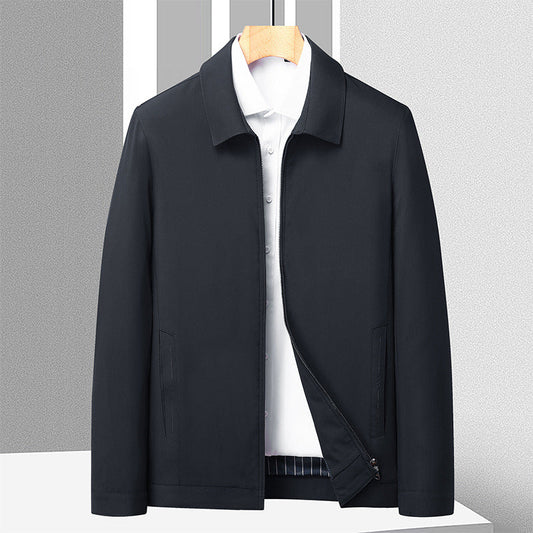 Herren Übergangsjacke aus Polyester mit Reißverschluss, Reverskragen und Seitentaschen – Leichte Windjacke für Frühling & Herbst