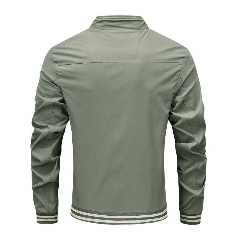 Herren Stehkragen Leichte Polyesterjacke mit Seitentaschen | Ideal für Frühling & Herbst