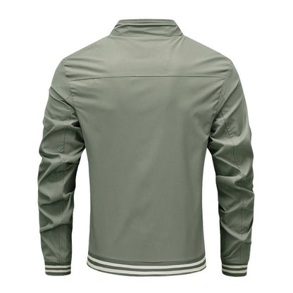 Herren Stehkragen Leichte Polyesterjacke mit Seitentaschen | Ideal für Frühling & Herbst