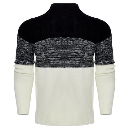 Herren Lässiger Farbblock-Langarmstrick mit Zopfmuster Pullover - Ideal für den Sommer