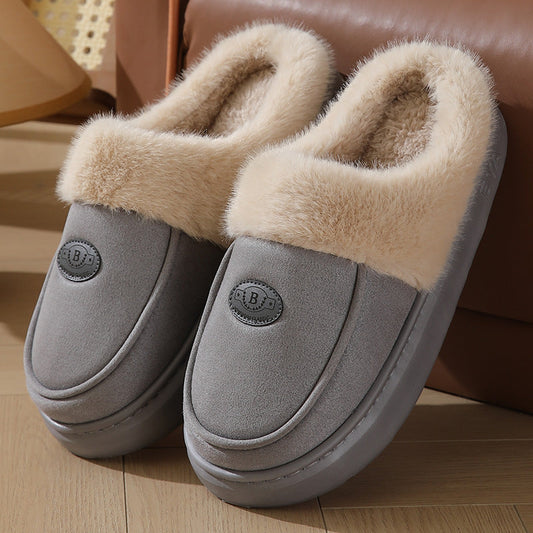 Herren Winter Hausschuhe aus Plüsch, Warme Wildleder Pantoffeln, Rutschfeste Indoor Hausschuhe mit Weicher Sohle - Ideal für Winter