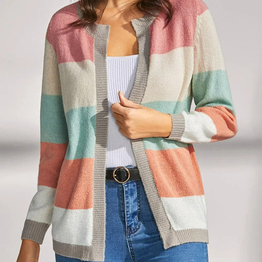 Damen Strickcardigan mit Streifenmuster –  Ideal für Herbst/Winter