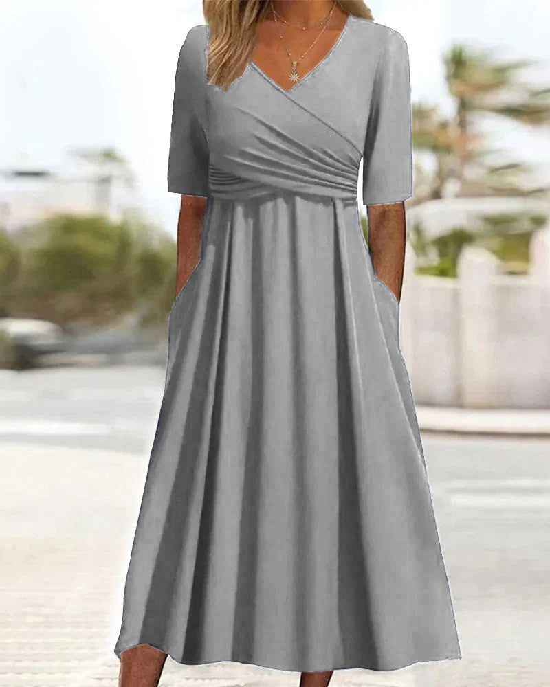 Midi Kleid mit Ärmeln und figurbetonter Passform | Ideal für Frühling & Herbst