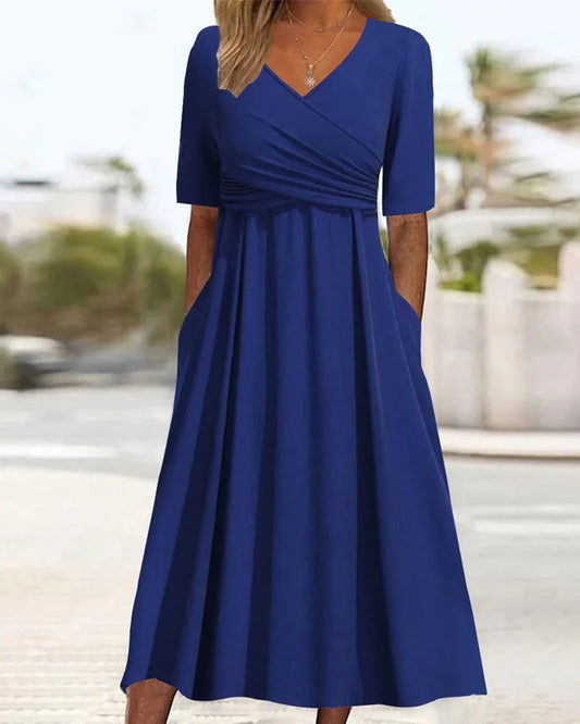 Midi Kleid mit Ärmeln und figurbetonter Passform | Ideal für Frühling & Herbst