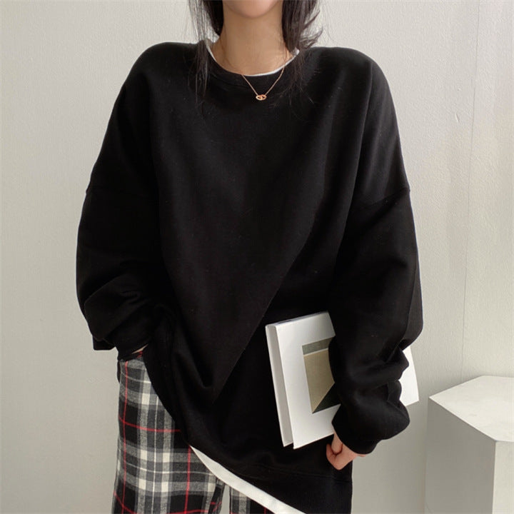 Damen Herbst Hoodie mit Fleecefutter, lockerer Passform, Rundhalsausschnitt und Langarm