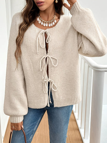 Wollstrick Cardigan Damen mit Bindegürtel | Ideal für den Winter