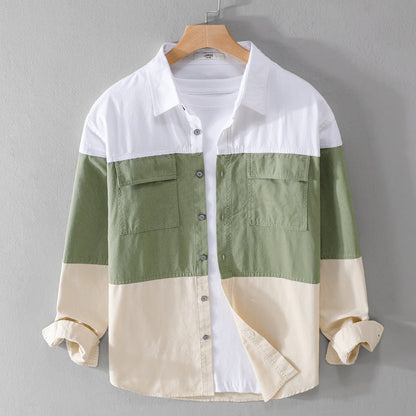 Baumwoll-Cardigan-Hemd mit langen Ärmeln und Ziernähten – ideal für Frühling und Herbst