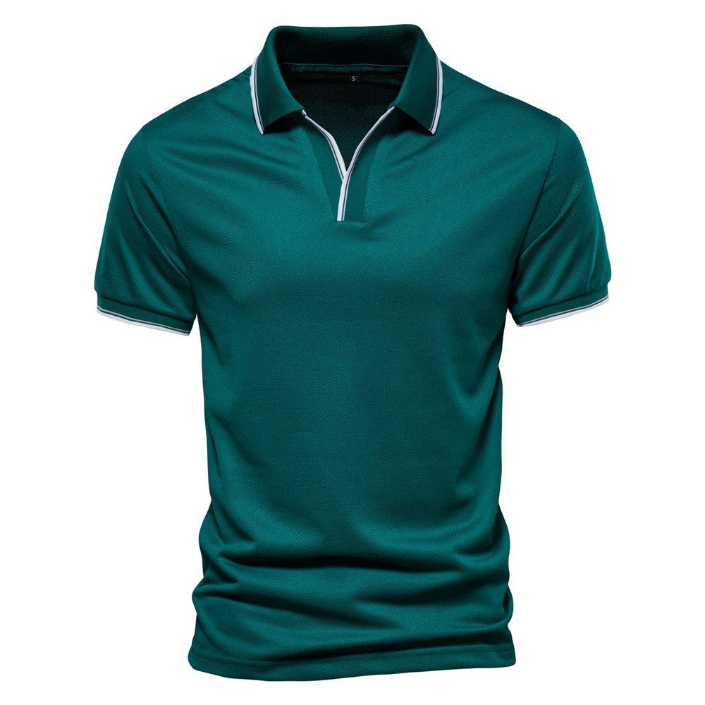 Herren Unifarbenes V-Ausschnitt Kurzarmshirt – Perfekt für den Sommer
