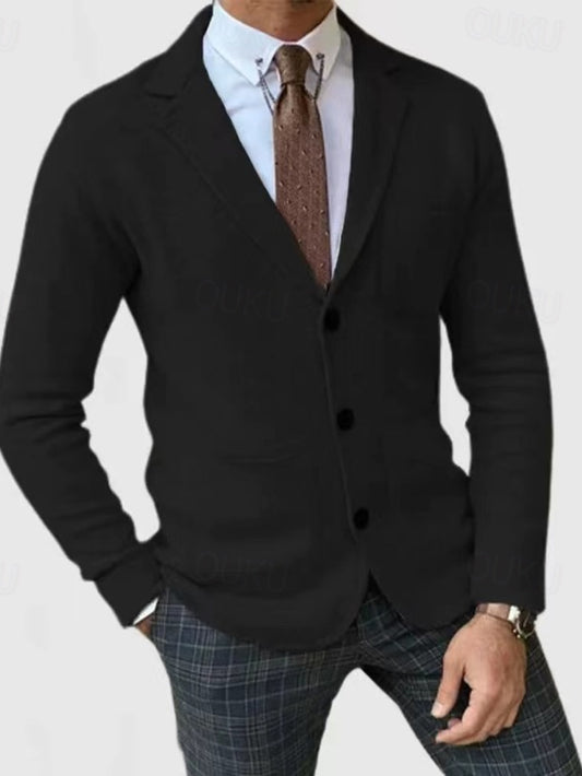 Leichte Herren Blazer Jacke – Einreihig, Langarm, Weiches Polyester, Taschen-Design – Ideal für Herbst & Winter