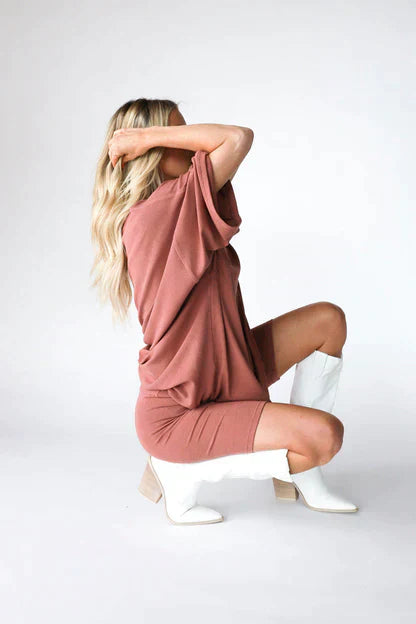Streetwear-Set mit Rundhalsausschnitt und elastischem Bund für Damen – Oberteil und Shorts für den Alltag – Ideal für den Sommer