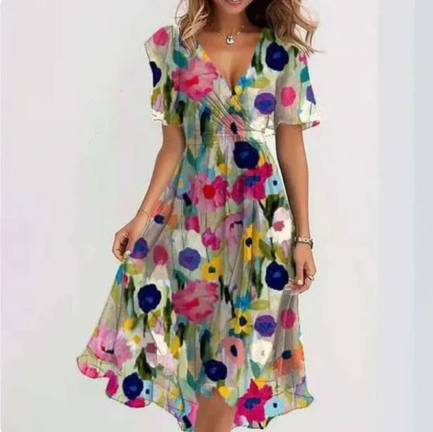 Elegantes V-Ausschnitt Kleid mit tailliertem Schnitt | Ideal für Frühling und Herbst
