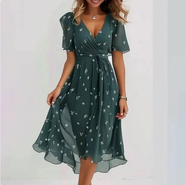 Elegantes V-Ausschnitt Kleid mit tailliertem Schnitt | Ideal für Frühling und Herbst