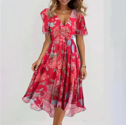 Elegantes V-Ausschnitt Kleid mit tailliertem Schnitt | Ideal für Frühling und Herbst