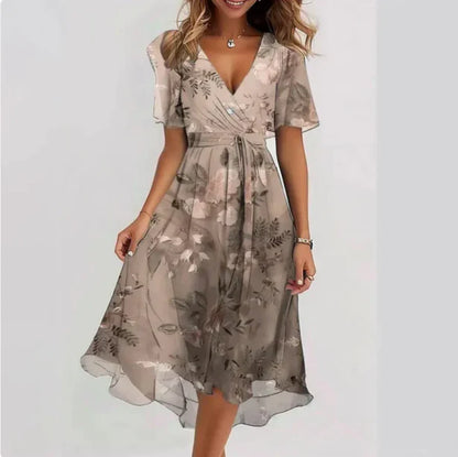 Elegantes V-Ausschnitt Kleid mit tailliertem Schnitt | Ideal für Frühling und Herbst